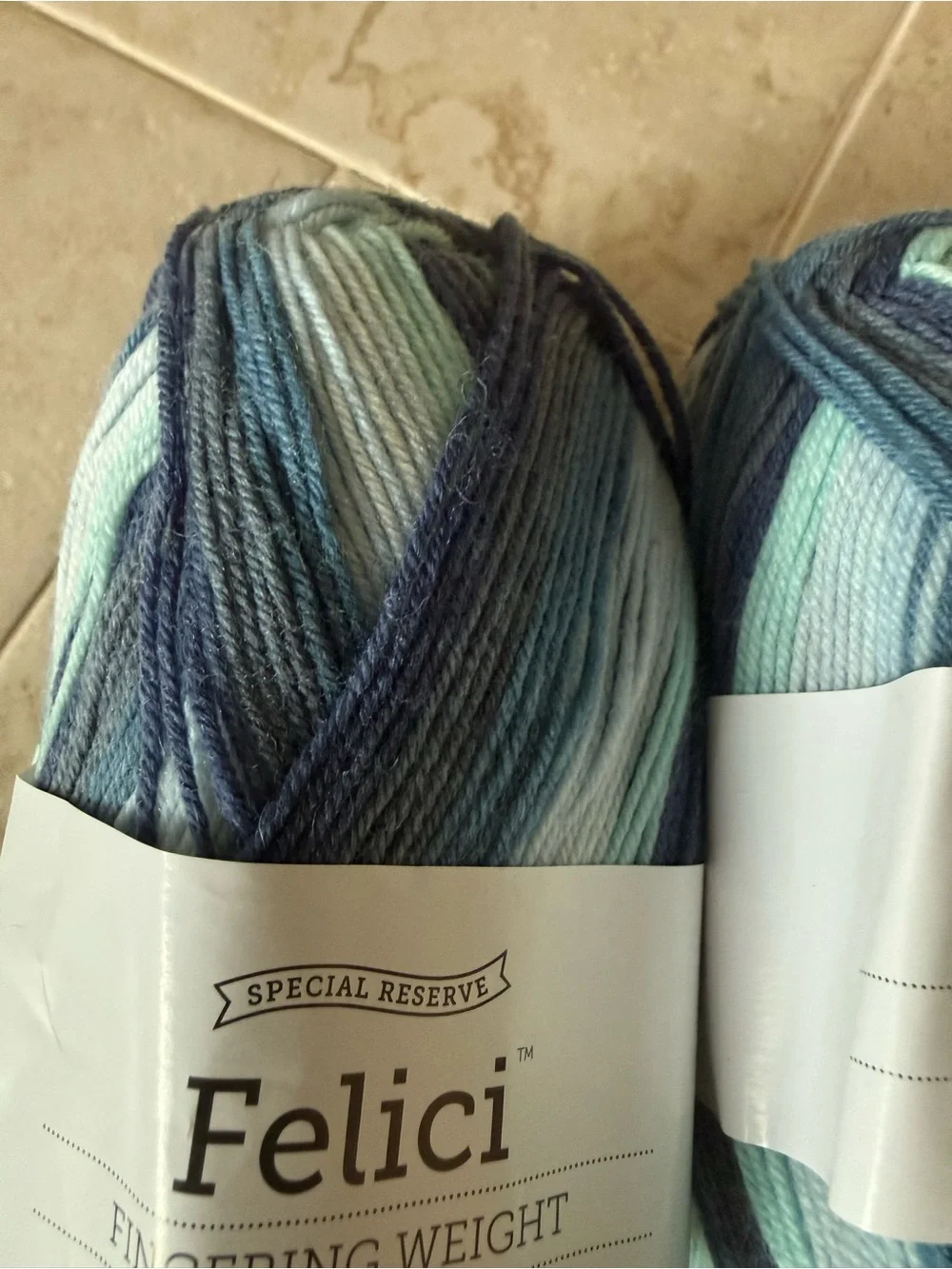 Felici Fingering Weight Yarn - Blue and Gray Blend 2 Skeins Whale Song